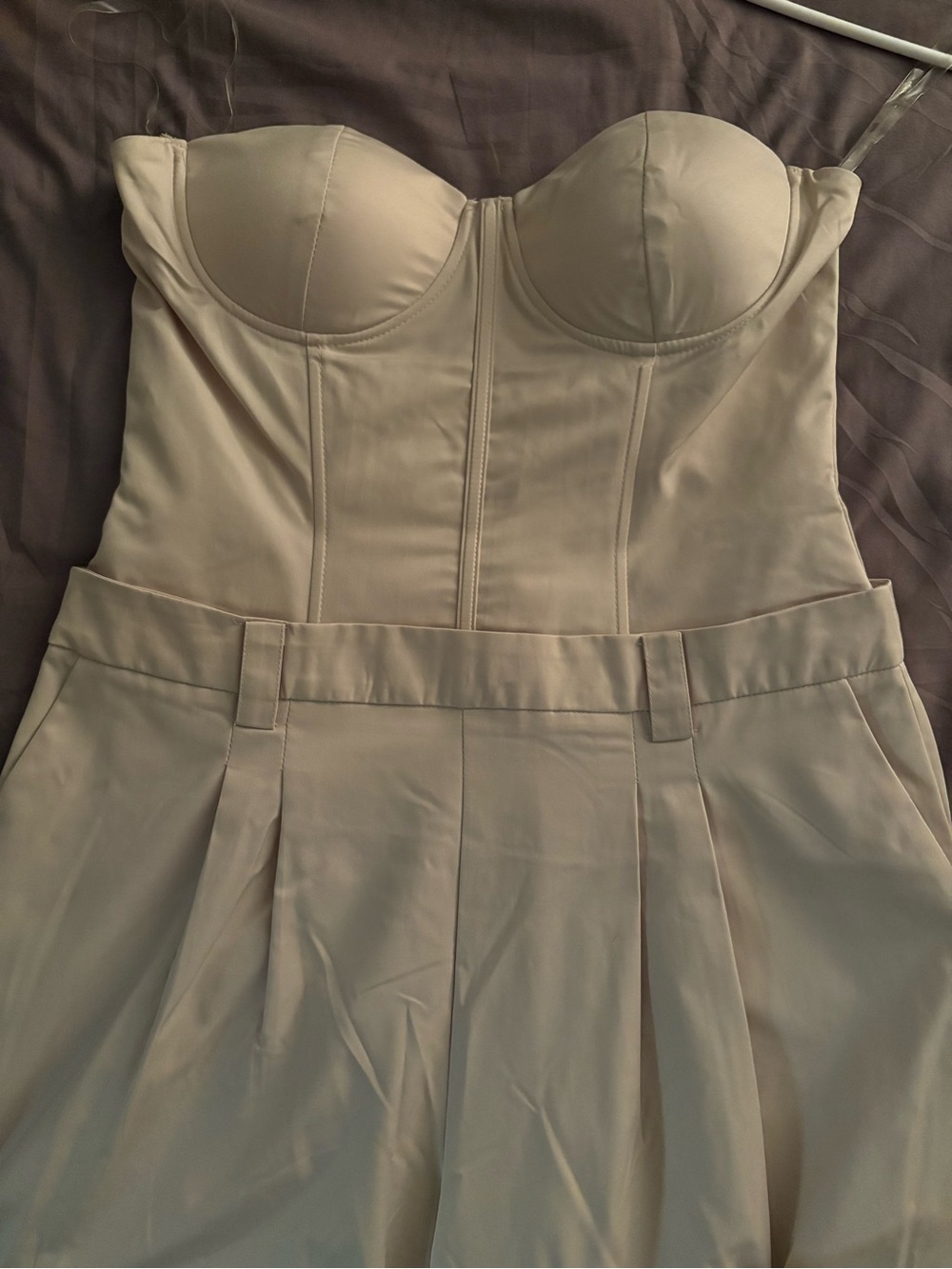 Zara Cream Strapless Bustier Jumpsuit